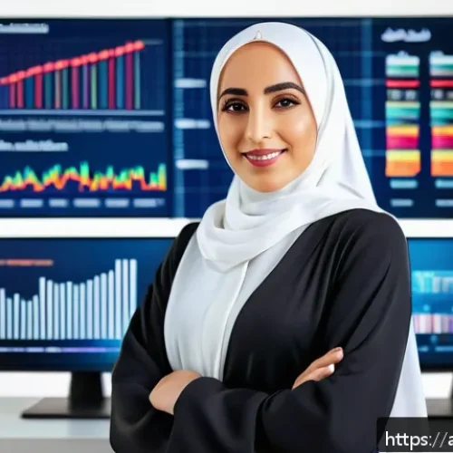 아랍에미리트의 여성 권리 변화 - A confident Emirati woman entrepreneur in modern business attire with a stylish abaya and hijab, sta...