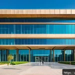 아랍에미리트 교육 제도와 대학 순위 - A modern university campus in the United Arab Emirates during daytime, featuring sleek contemporary ...
