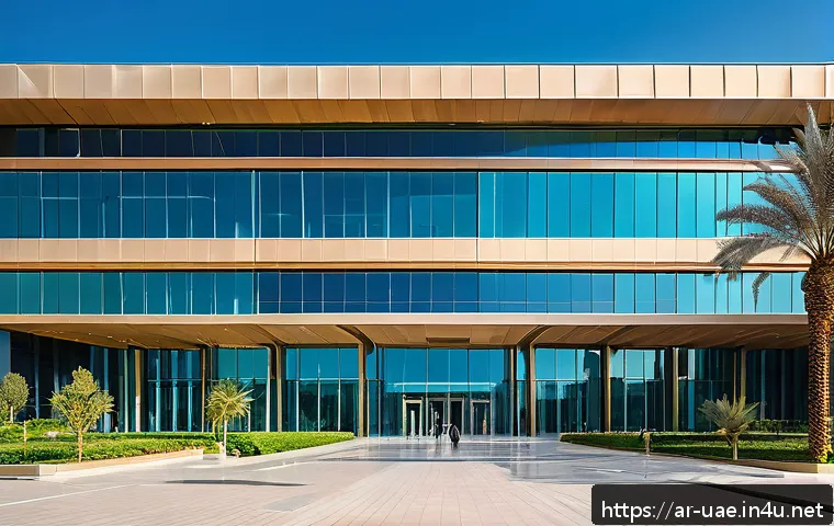 아랍에미리트 교육 제도와 대학 순위 - A modern university campus in the United Arab Emirates during daytime, featuring sleek contemporary ...